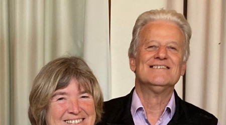 Ehepaar Halter mit Pilgerstab